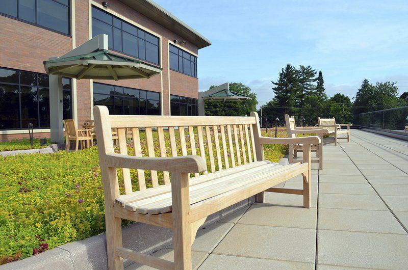 The second-floor green roof on the Cowell Family Cancer Center was a factor in the facility's LEED certification.